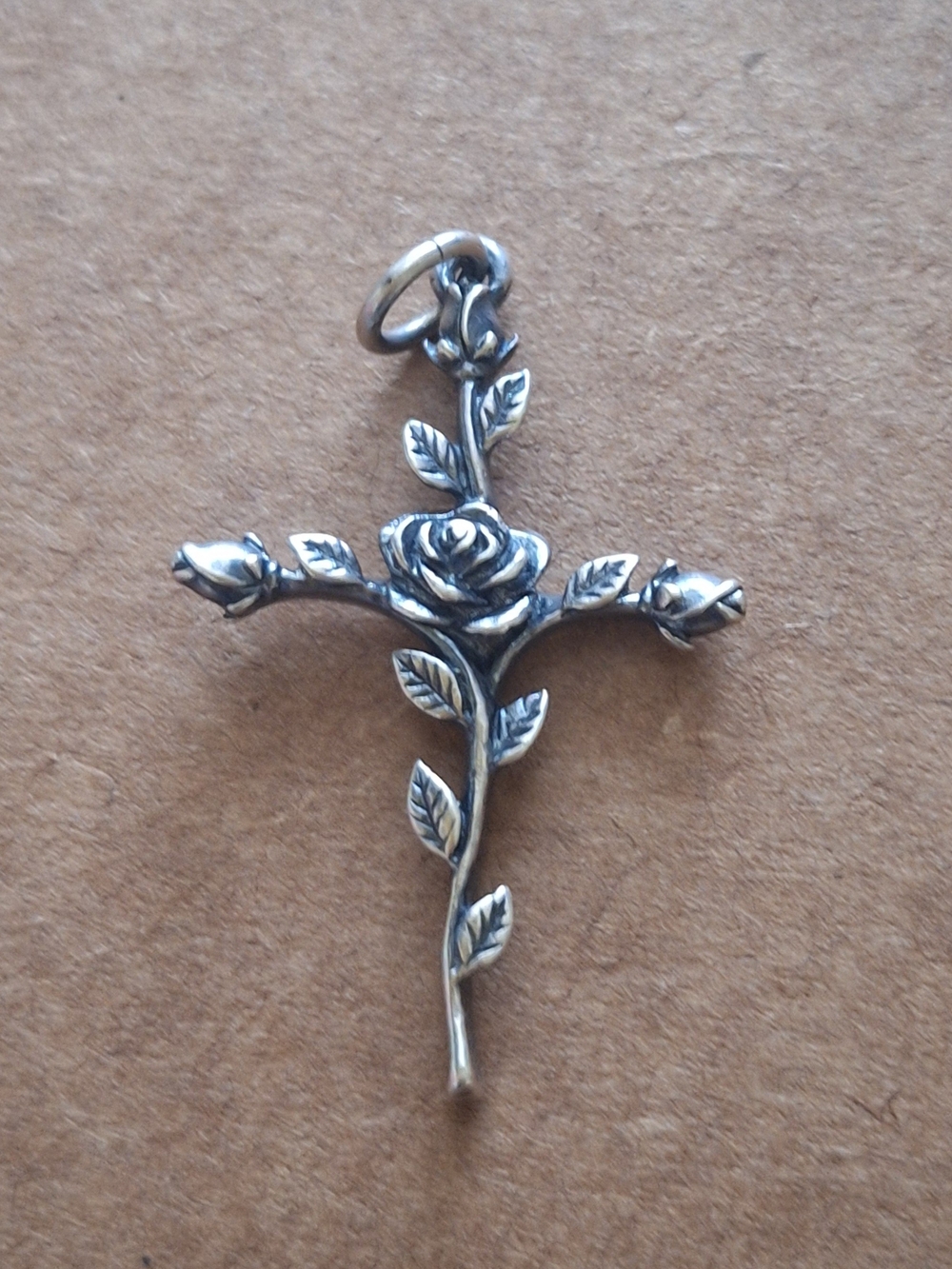 James Avery Sterling Silver Rose Cross Pendant - 925 Sterling Silver Charm